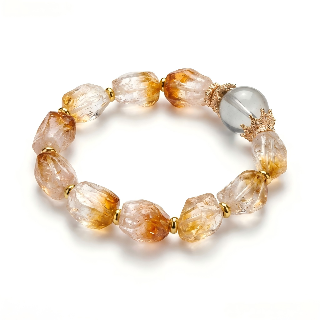 "Golden Moon Streamlight" Natural Raw Stone Wealth-Attracting Bracelet | Birthdate Customization