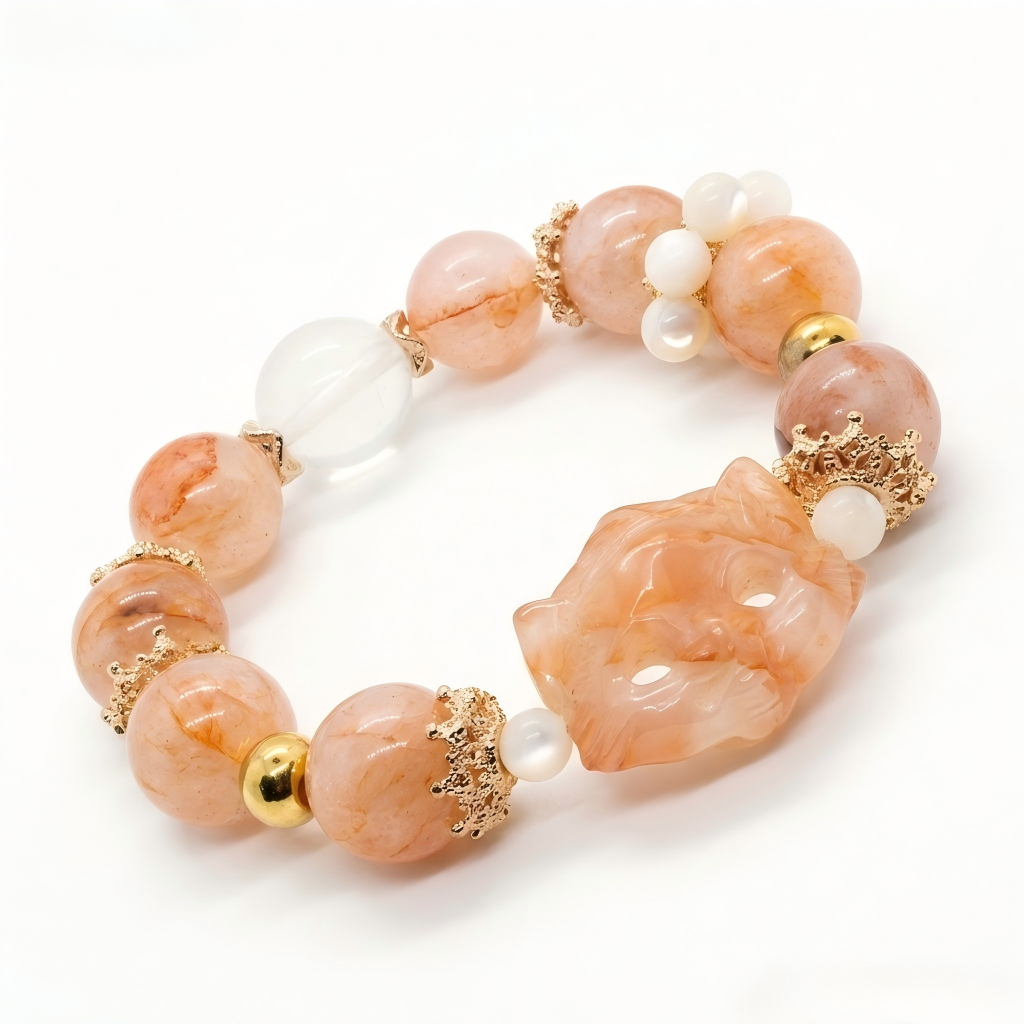 Crimson Mist Spirit Fox: Taoist Birth-Date Seal Bracelet