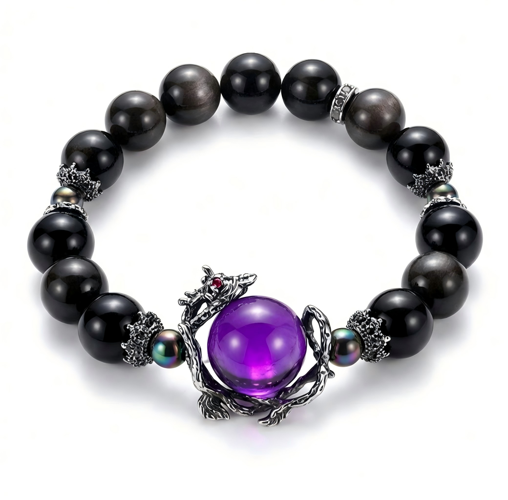 Dragon's Imperial Violet Radiance | Taoist Natal Bonded Wristlet | Custom-Crafted for Your Birth Date